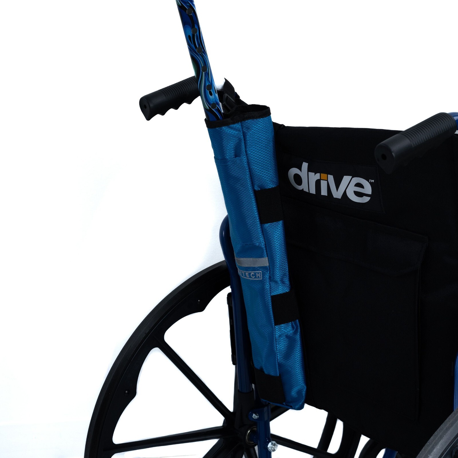 Universal Cane Holder for Mobility Scooters & Power Chairs - Blue