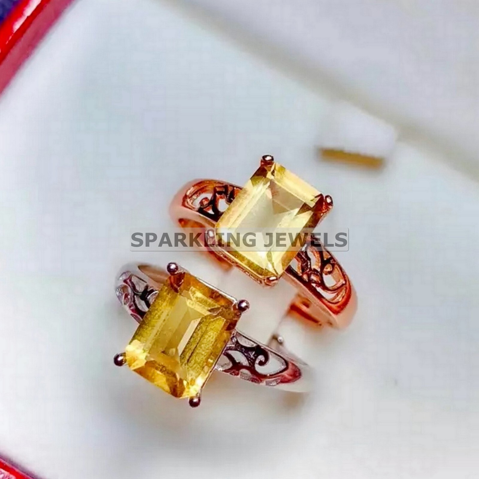 Calibrated Citrine Emerald Cut With 14K Solid Gold Ring For Men #C176