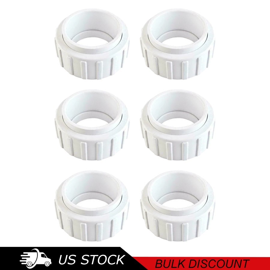 6 PC Bulk Replacement 2" Union Nut & Tailpiece Kit for Hayward Salt Chlorine