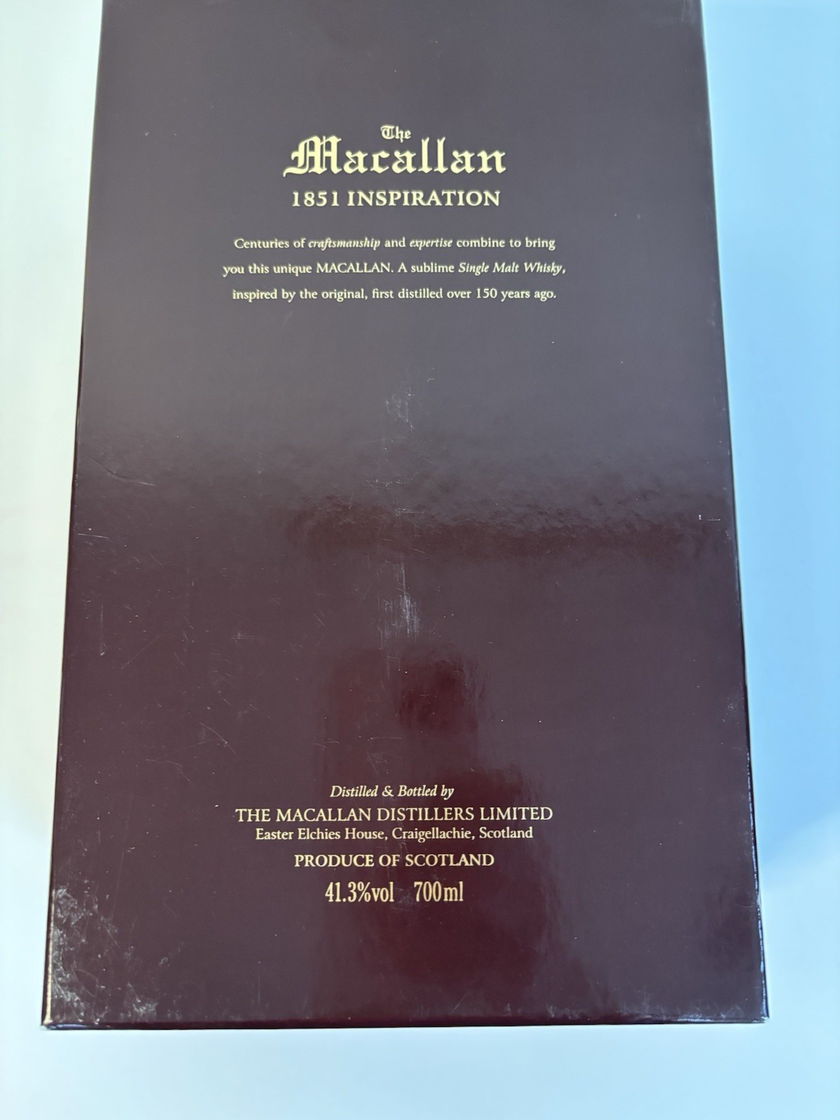 Macallan 1851 Inspiration Scotch Whisky Empty Bottle in Satin Lined Box