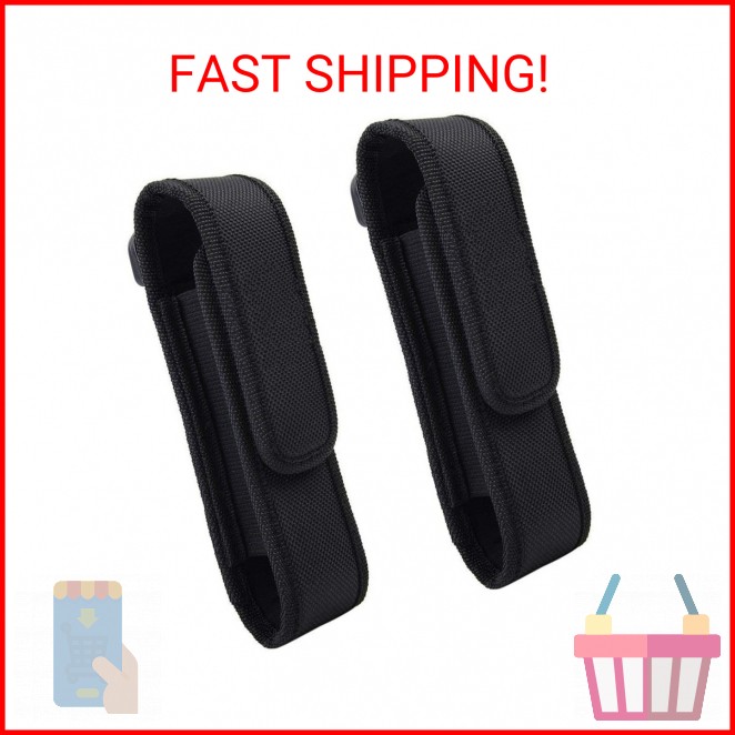 2 Pcs Flashlight Holster Pouch Holder Flash Light Belt Pouch Carry Case for 5"-7