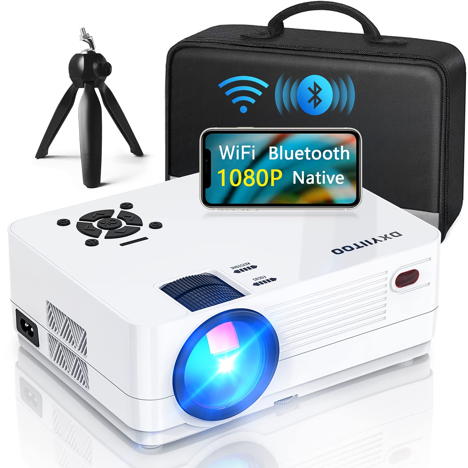 Native 1080P Projector with WiFi and Two-Way Bluetooth, Full HD Movie Project...