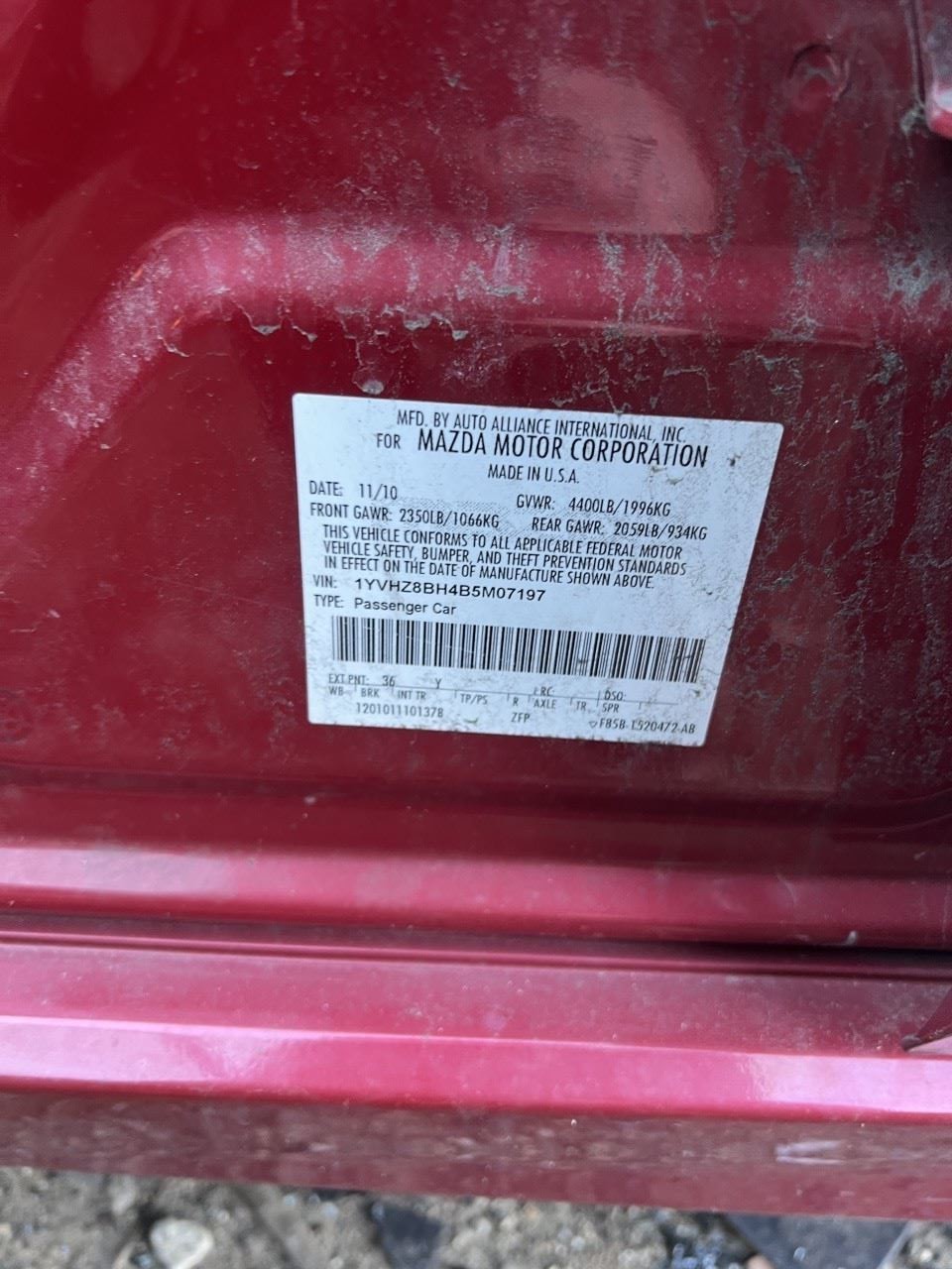 MAZDA 6 2011 Glove Box OEM