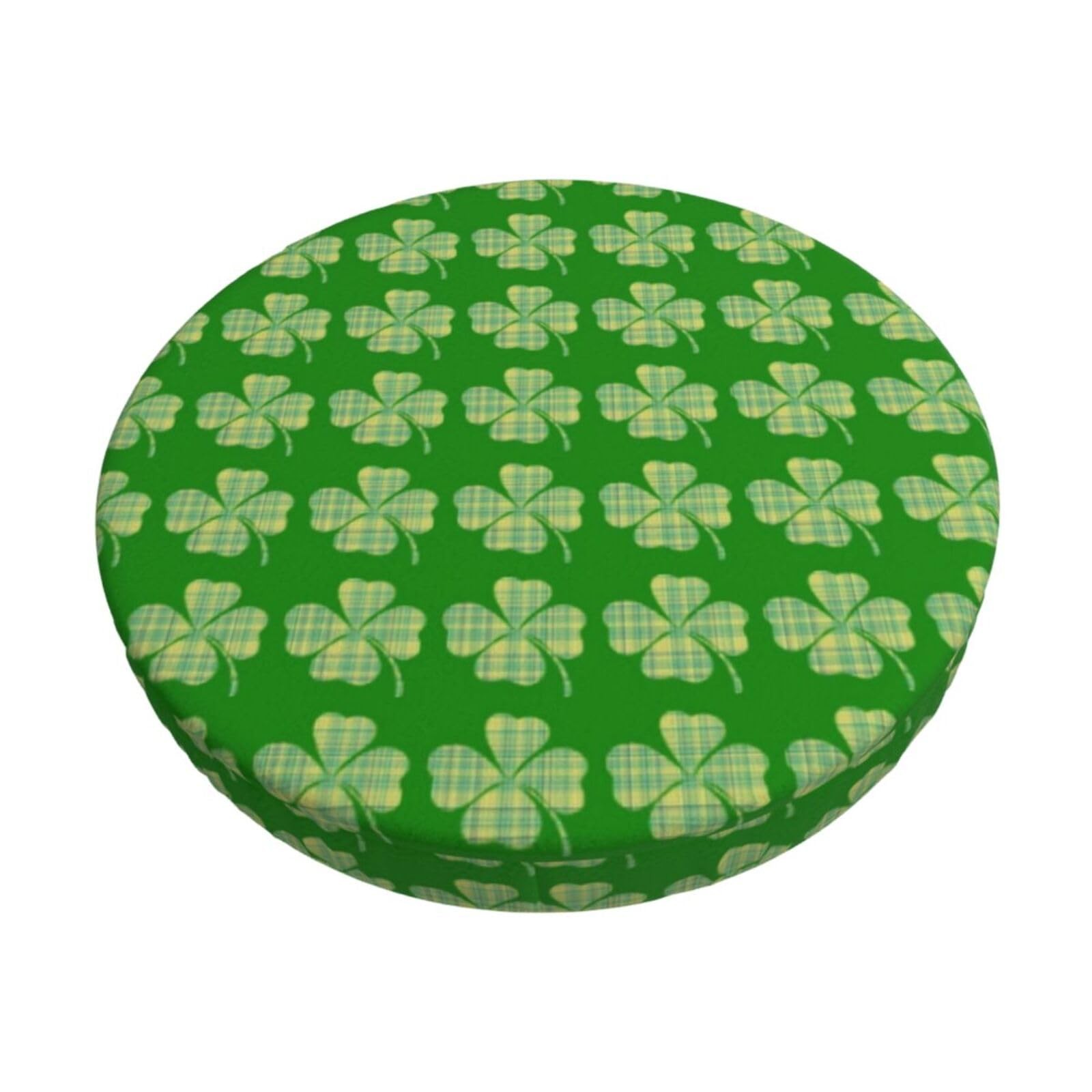 Stool Covers Plaid Shamrocks Clover Round Bar Stool Slipcover with Elastic So...