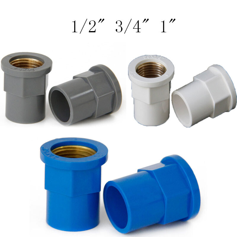 Brass Straight Connector 1/2" 3/4" 1" Female Thread PVC Water Pipe Joint Adapte