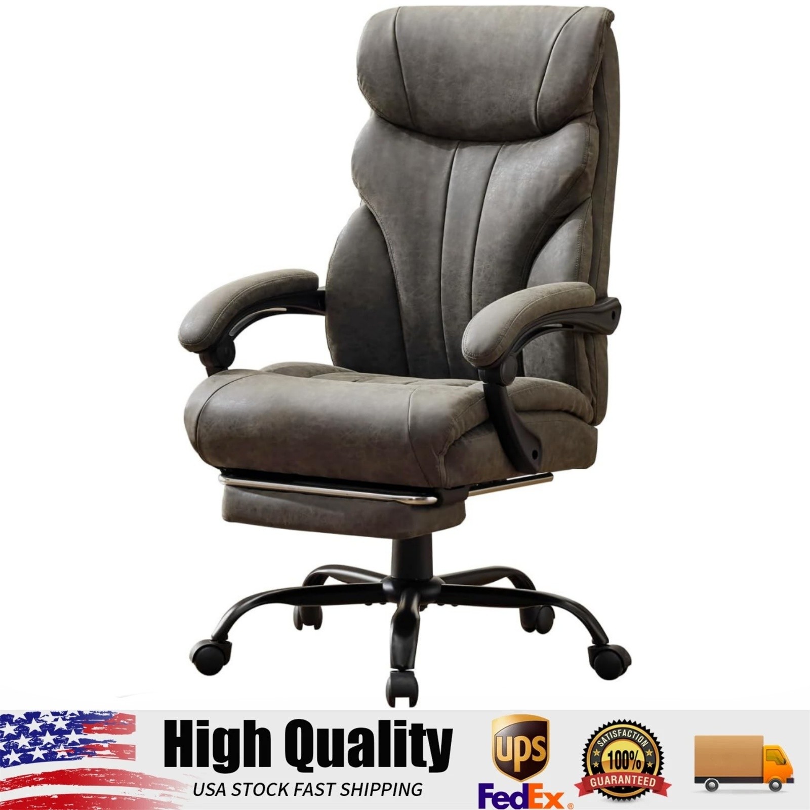 Wide Ergonomic Computer Chair with Footrest, 500lbs Big and Tall Office Chair