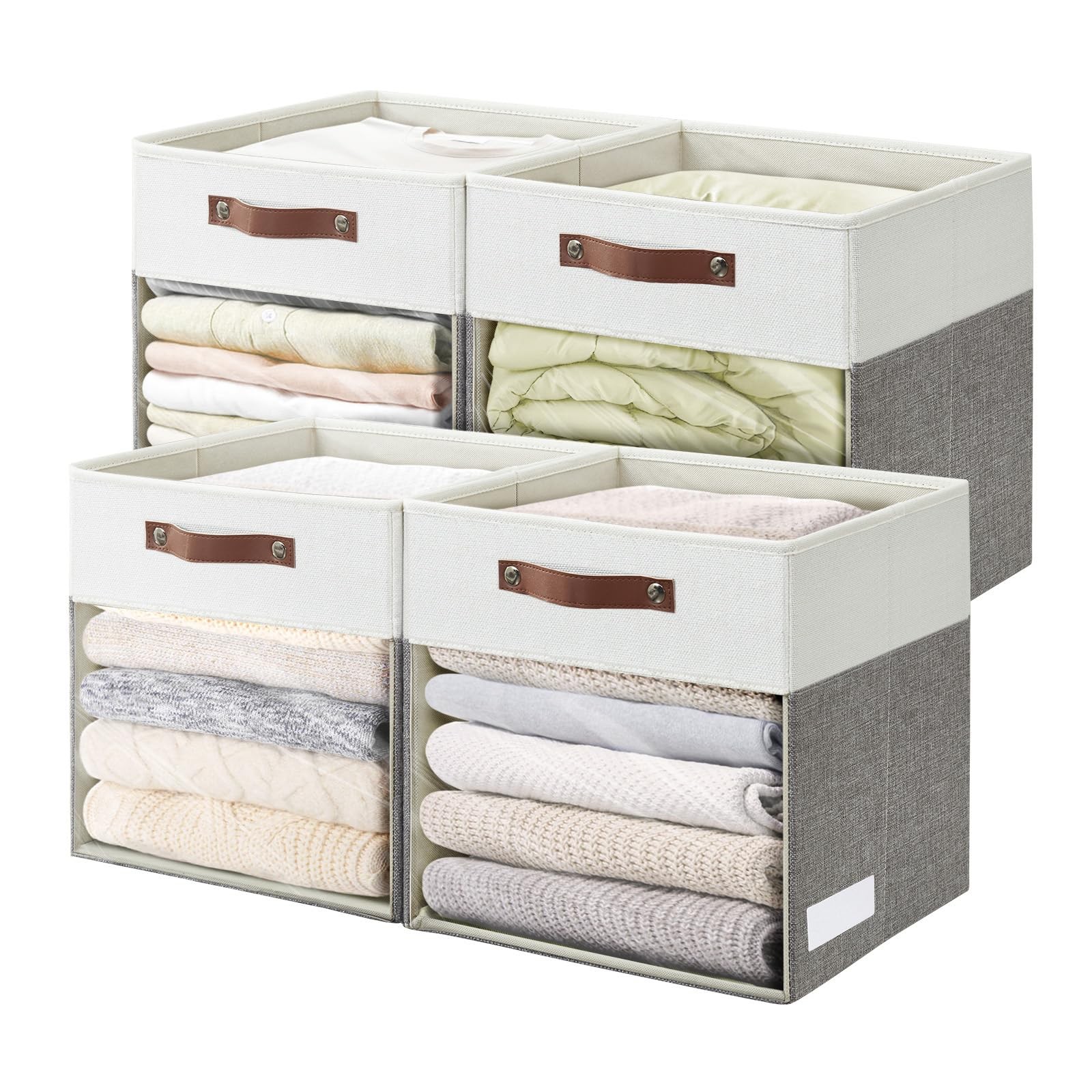4 Pack Linen Foldable Storage Cubes 13x13 Inch Bins Window Closet Organizer