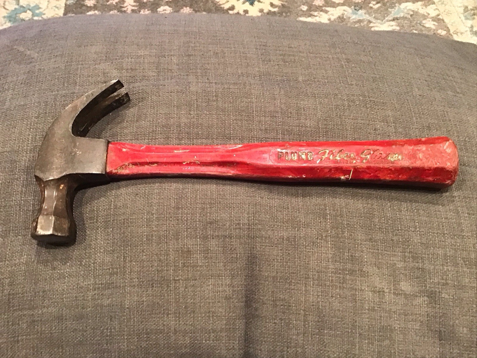 Vintage Red Plumb F55 Fiber-Glass Handled Claw Hammer