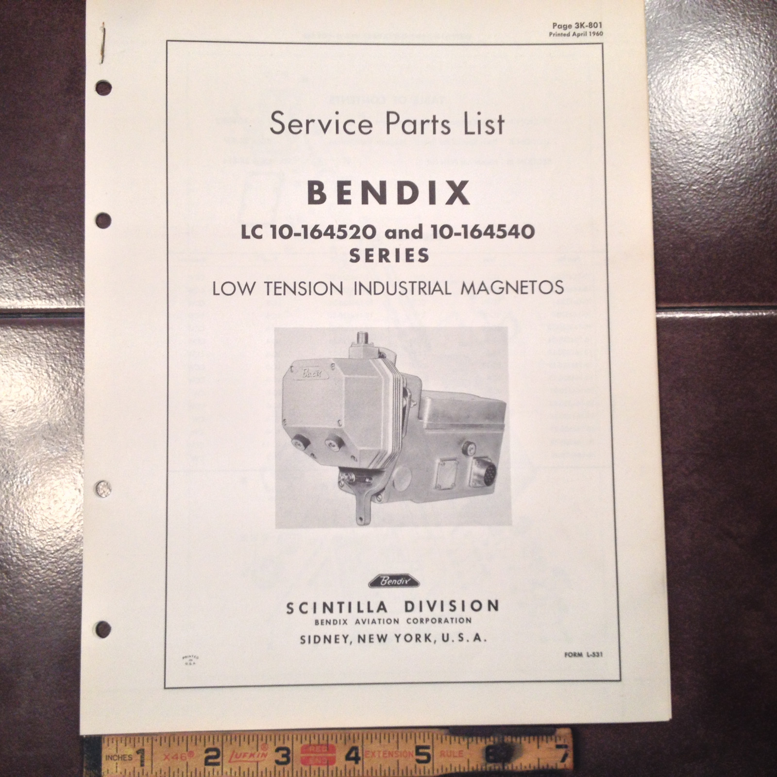 Bendix LC-10-164520 & 10-164540 Magneto Parts Lists Manual.