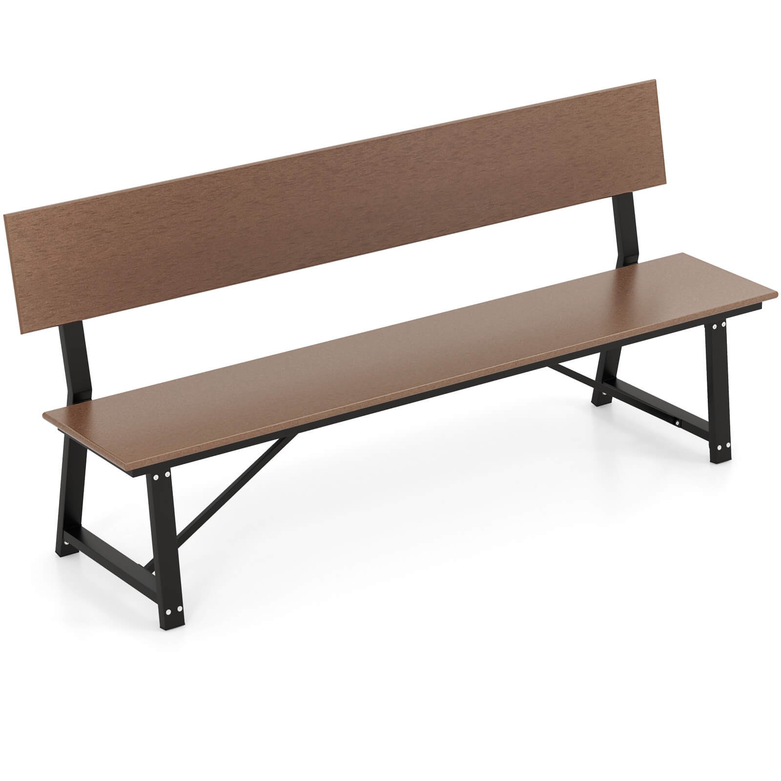 72" Patio 4-Person Bench w/All-Weather HDPE Seat & Back Heavy-Duty Metal Support