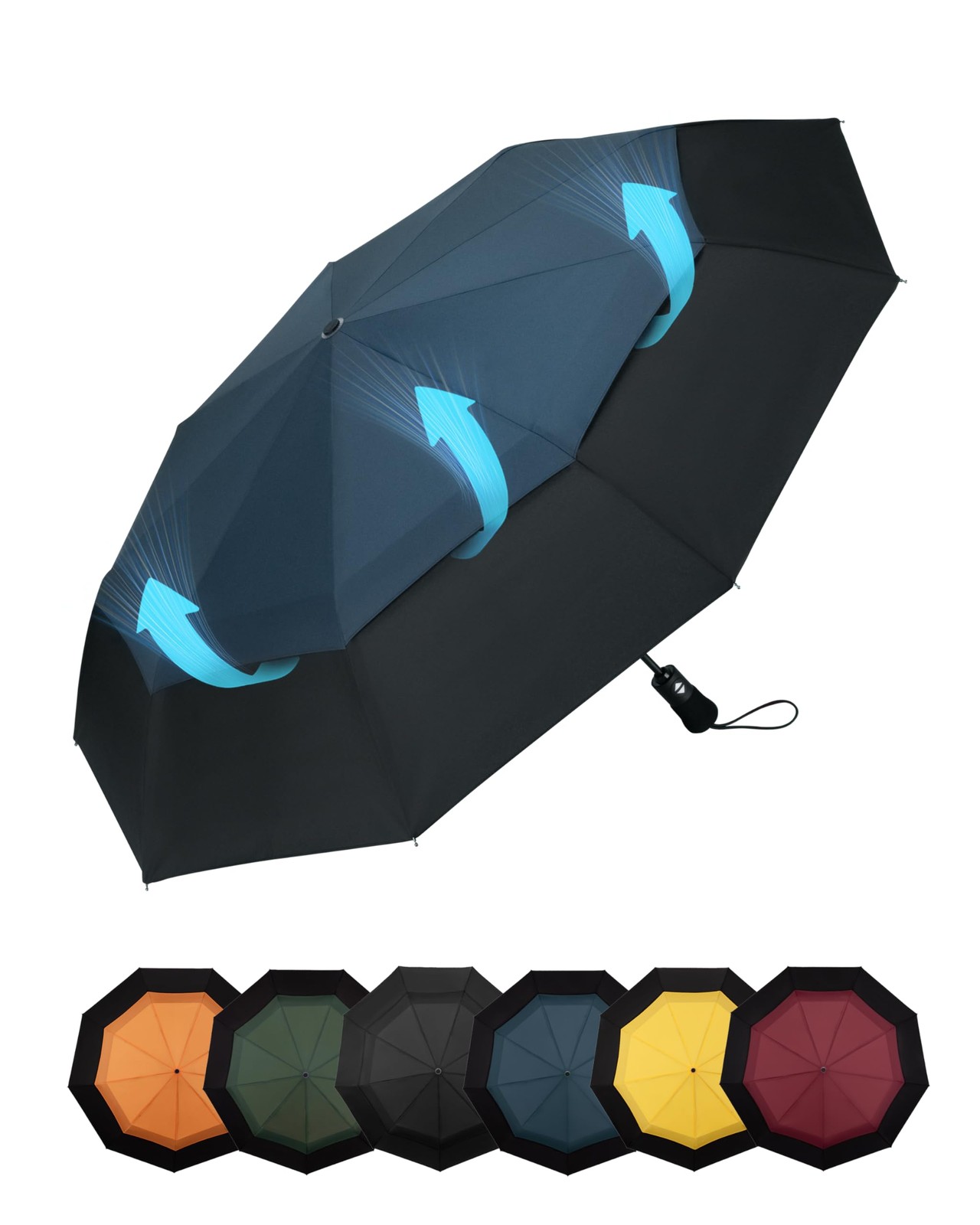Travel Compact Umbrella Windproof - Portable Automatic Umbrellas for Rain, Fo...