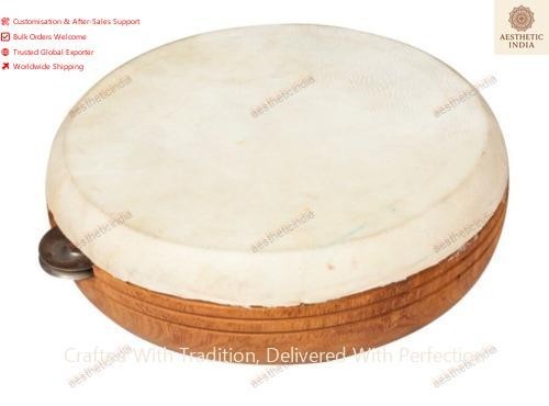 New Khanjeeri Hand Drum Percussion Goat Skin Cover Wooden Duff
