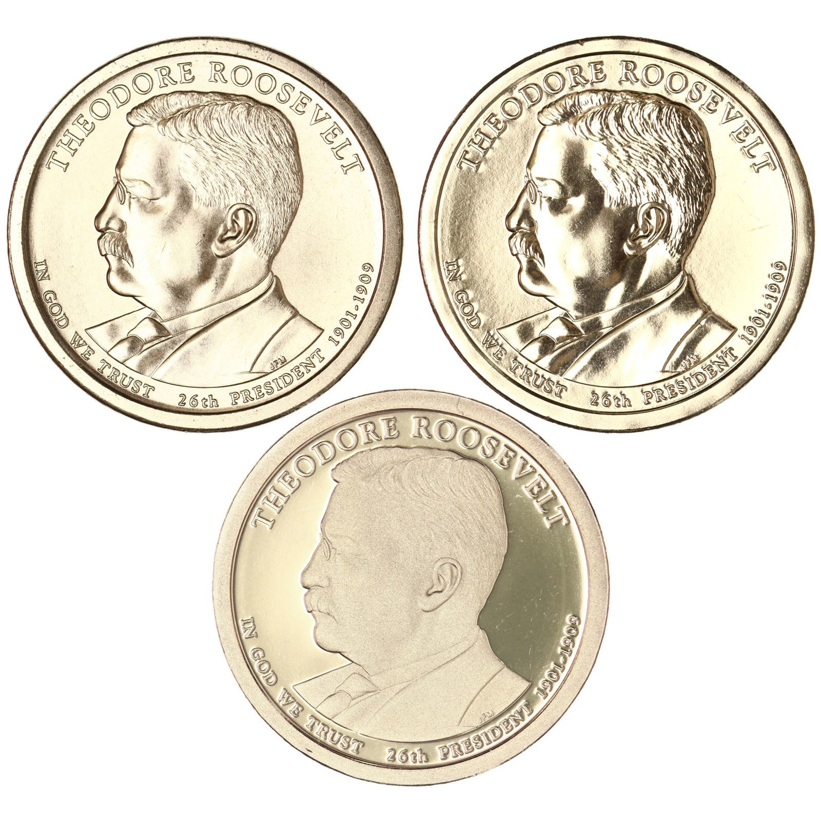 2013 P D S Theodore Roosevelt Presidential Dollar Year Set Proof & BU US 3 Coins
