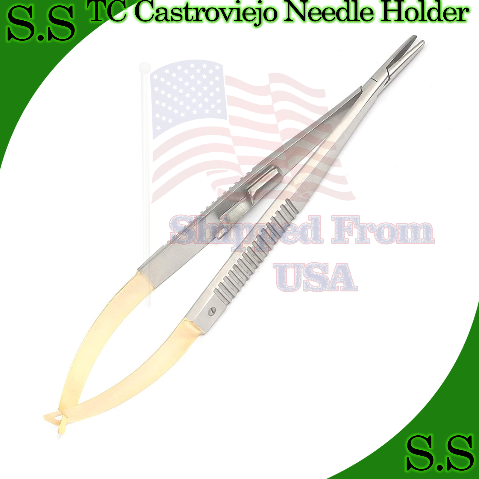 TC Castroviejo Needle Holder 5.5 Curved Plier Dental Surgical Instrument