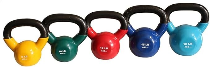 Ader Vinyl Kettlebell Set (8, 10, 12, 15, 18lbs)