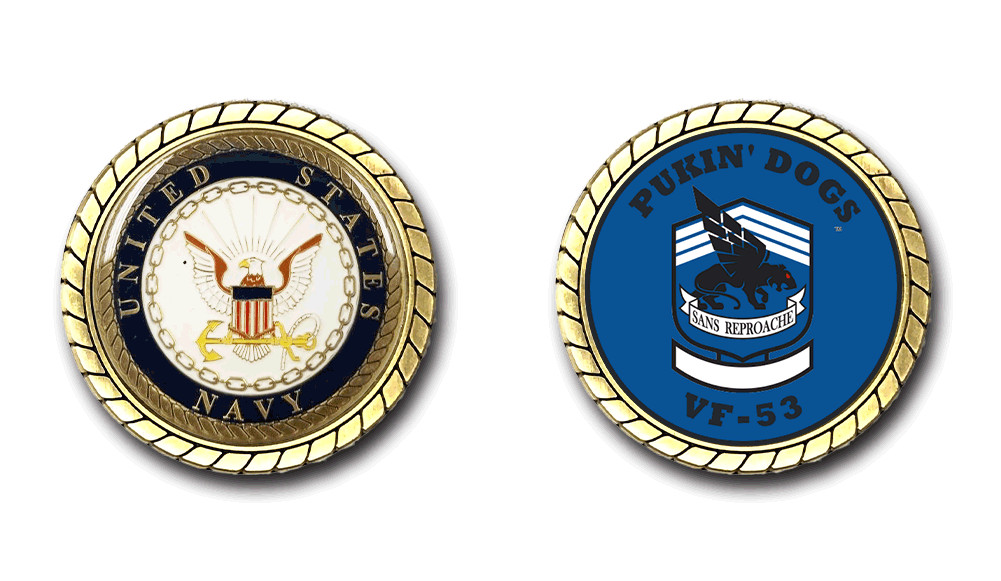 VF-53 Pukin' Dogs US Navy Squadron Challenge Coin Officially Licensed