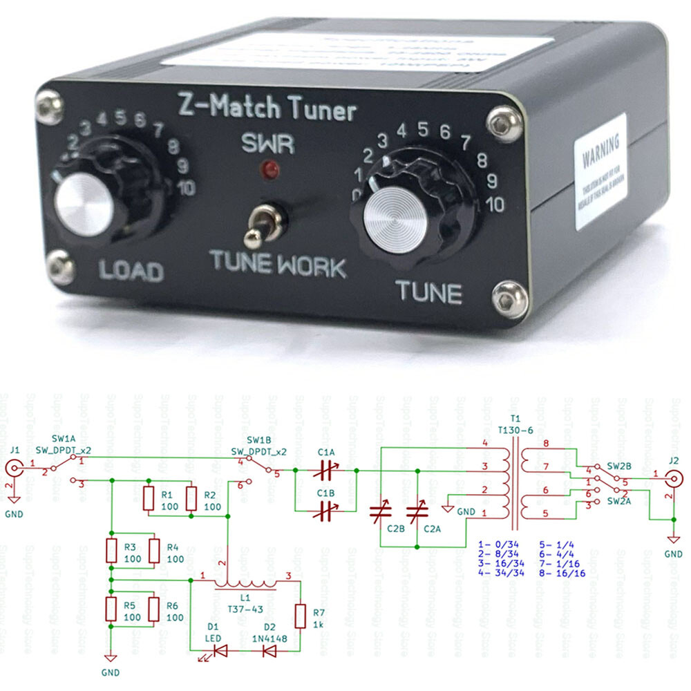 Z-match Antenna Tuner 5W 3-28MHz QRP Manual Tuner BNC Connector for HAM Radio