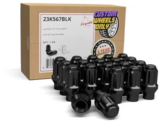 20 Pcs Thread ET Bulge Acorn 9/16"-18 Black Aftermarket Open Spline - 20 Pack