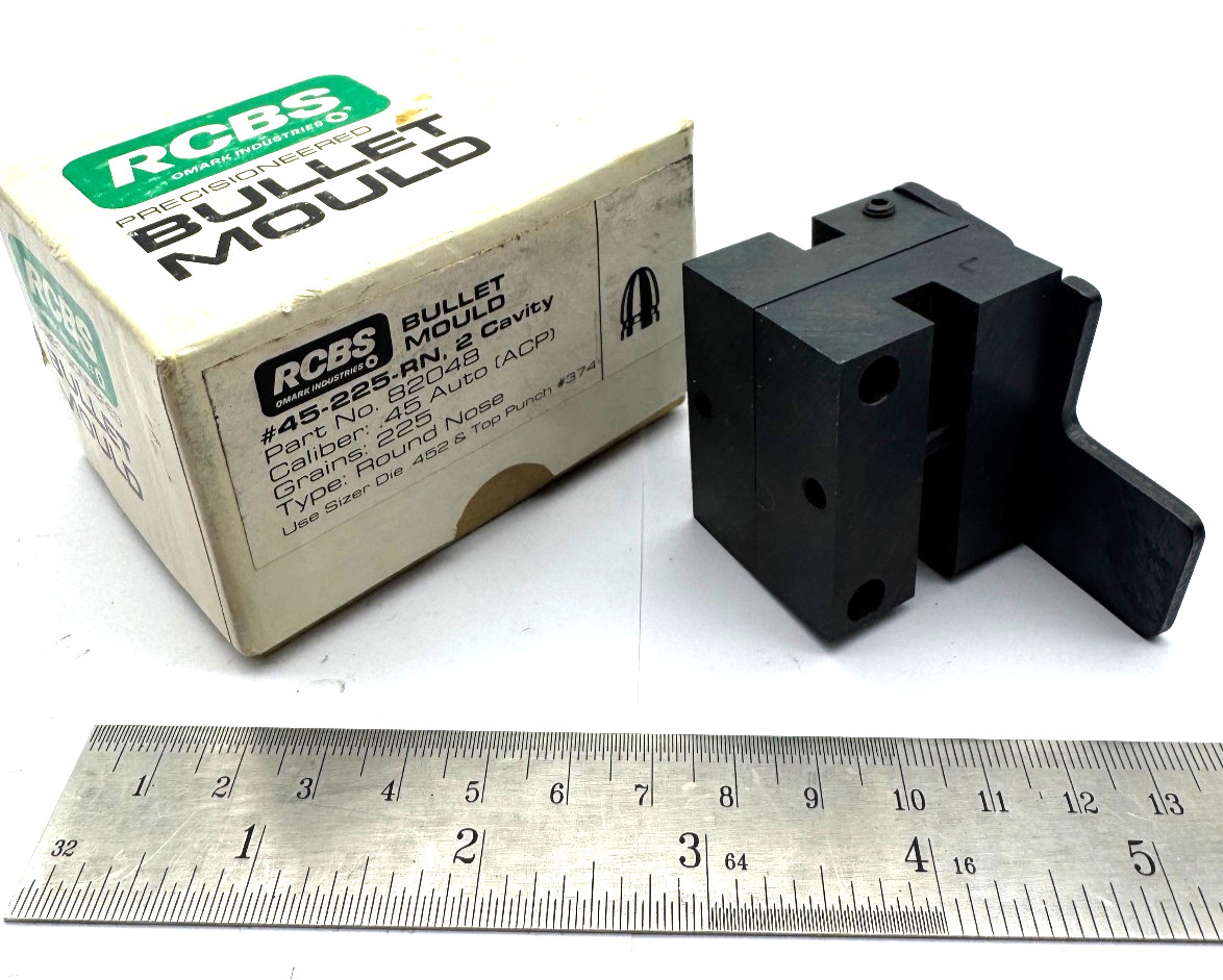 RCBS 2 Cavity Bullet Mold 45-225-RN 45 Cal 452 Dia 225 Grain Round Nose 82048 US