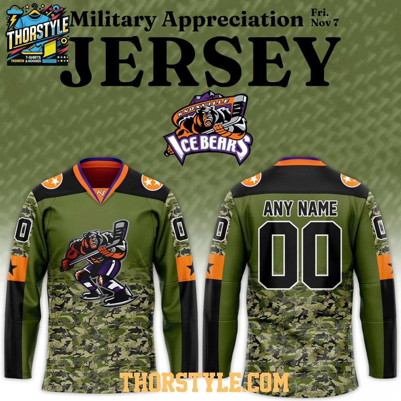 Personalized Knoxville Ice Bears Military Appreciation Night 2026 Hockey Shirt