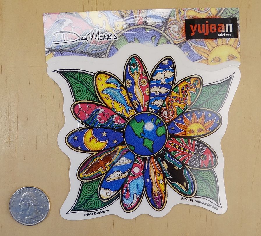 EARTH DAISY BLOSSOM - DAN MORRIS PEEL & STICK STICKER  4.5"x 4"