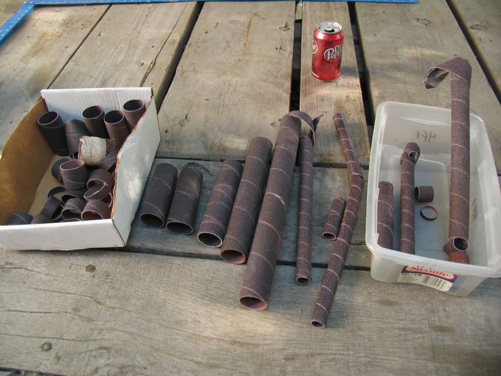 Misc. Lot 0.75"-1.5" Dia.Oscillating Sandpaper/Shaper Sleeves 1-17" long pieces.