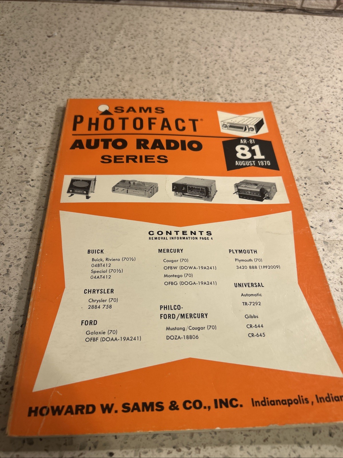 Sams Photofact Auto Radio Series AR-81