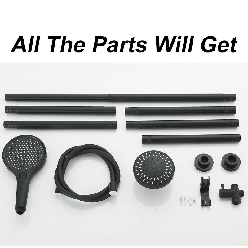 High Pressure Black Adjustable Dual Shower Head with Handheld System for Couples