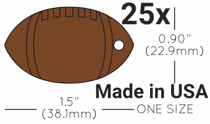25x Anodized Aluminum Pet ID Tag Blank Football Brown Made in USA (Lead Free)