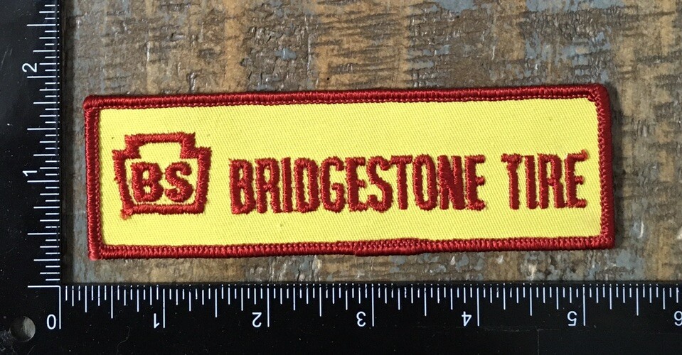 Vintage BRIDGESTONE TIRES Automotive Racing Tire Company Logo Sew-On Patch