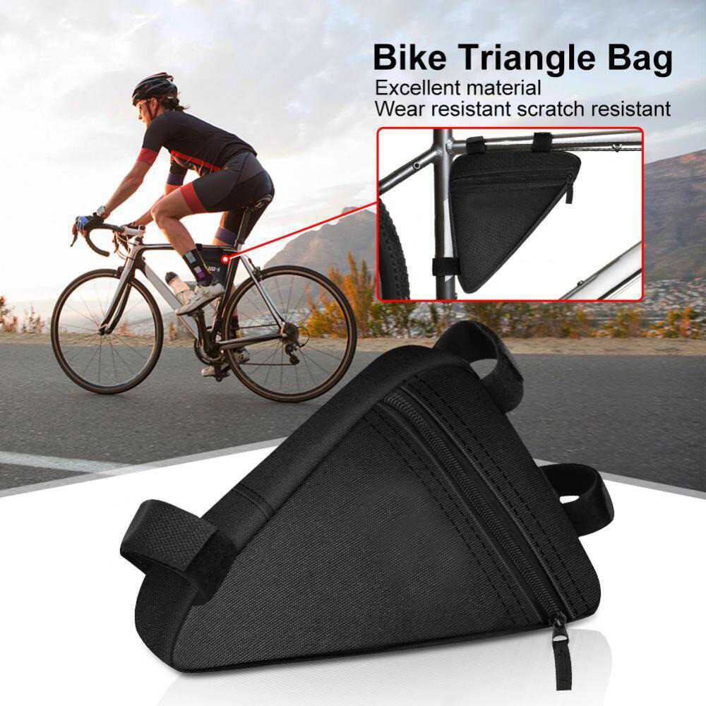 Triangle Saddle Frame Bike Bag Bicycle Storage Adjustable Cycling Pouch Black