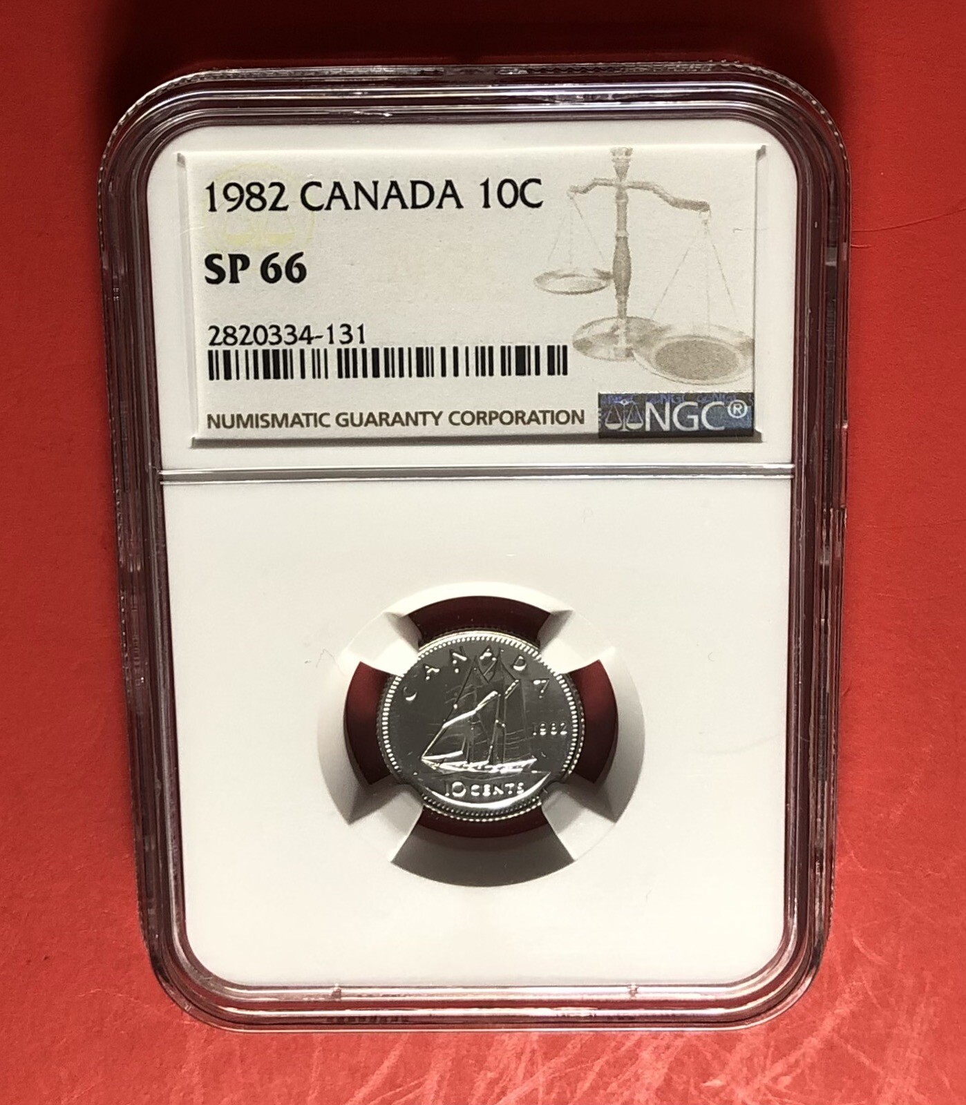 1982-CANADA-10 CENTS COIN,GRADED BY NGC SP 66.
