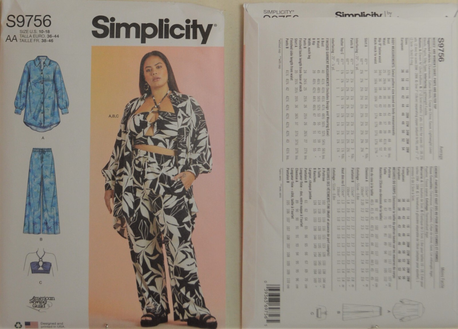 Simplicity 9756 - Misses' & Women's Shirt, Pants, Halter Top