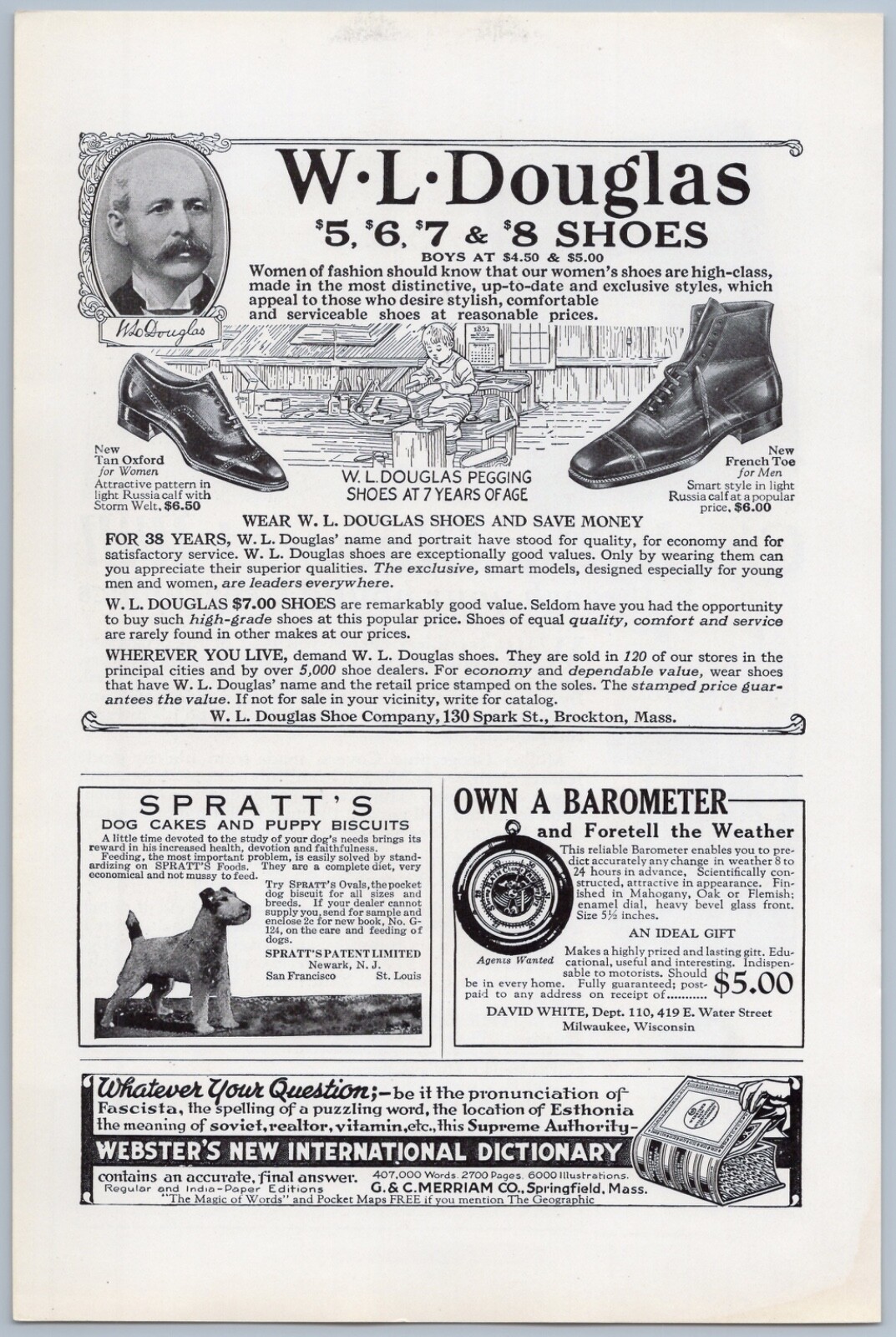 1924 W L Douglas Shoes Vintage Ad Womens Mens Footwear Fashion Clothing