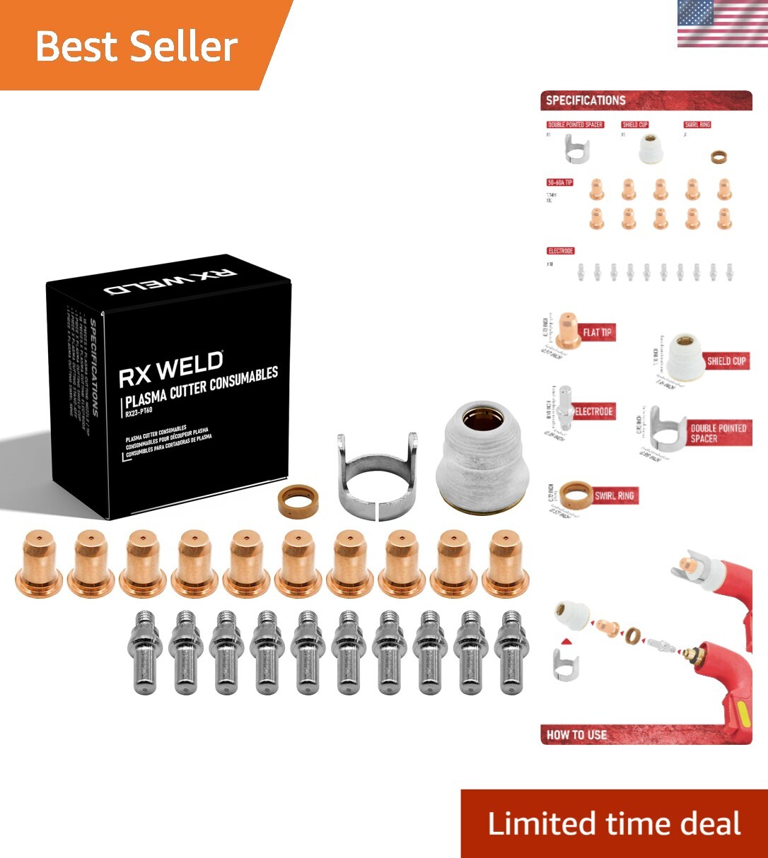 Lightweight 23pcs Plasma Cutting Torch Parts Set - Perfect for Professionals