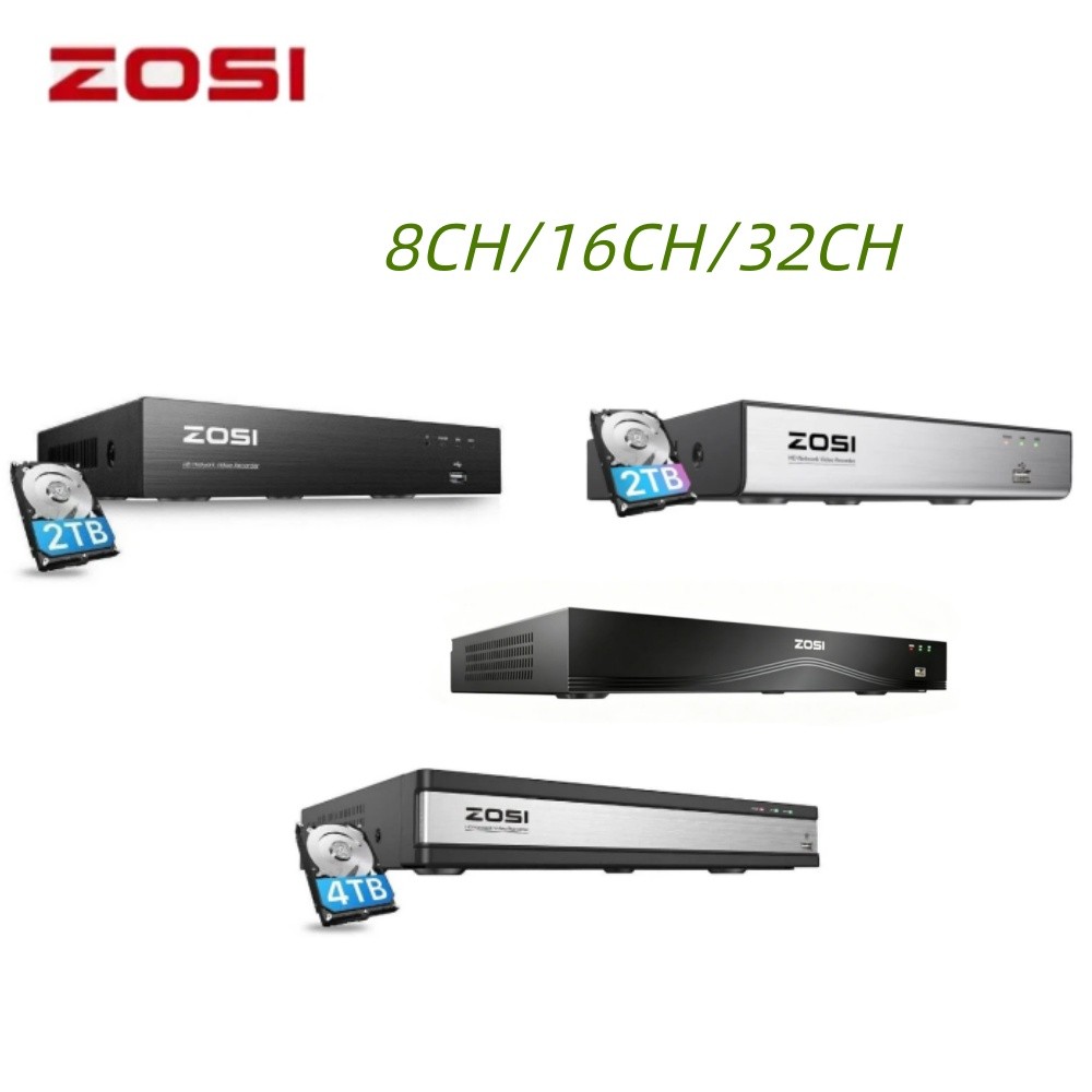 ZOSI 4K 8CH/16CH/32CH PoE NVR Smart Playback Network Remote IP 2TB/4TB Recording