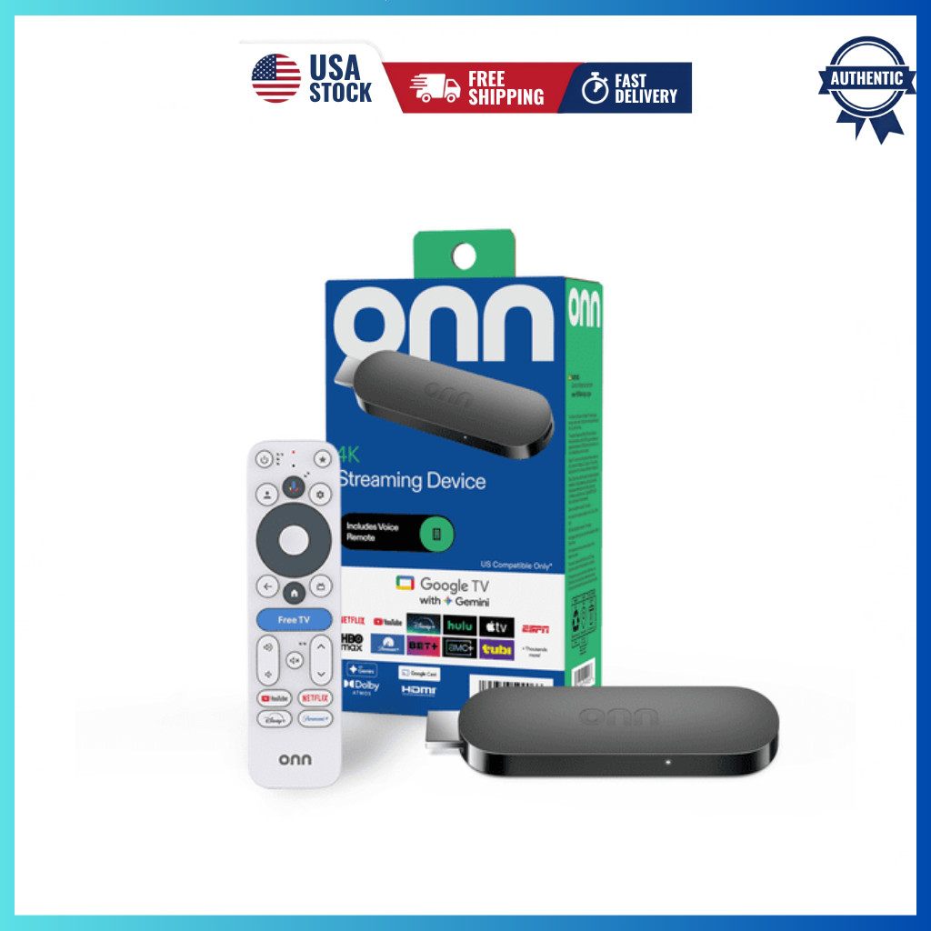 onn 4K Streaming Device Google TV Gemini 2026 8GB Voice Remote UHD