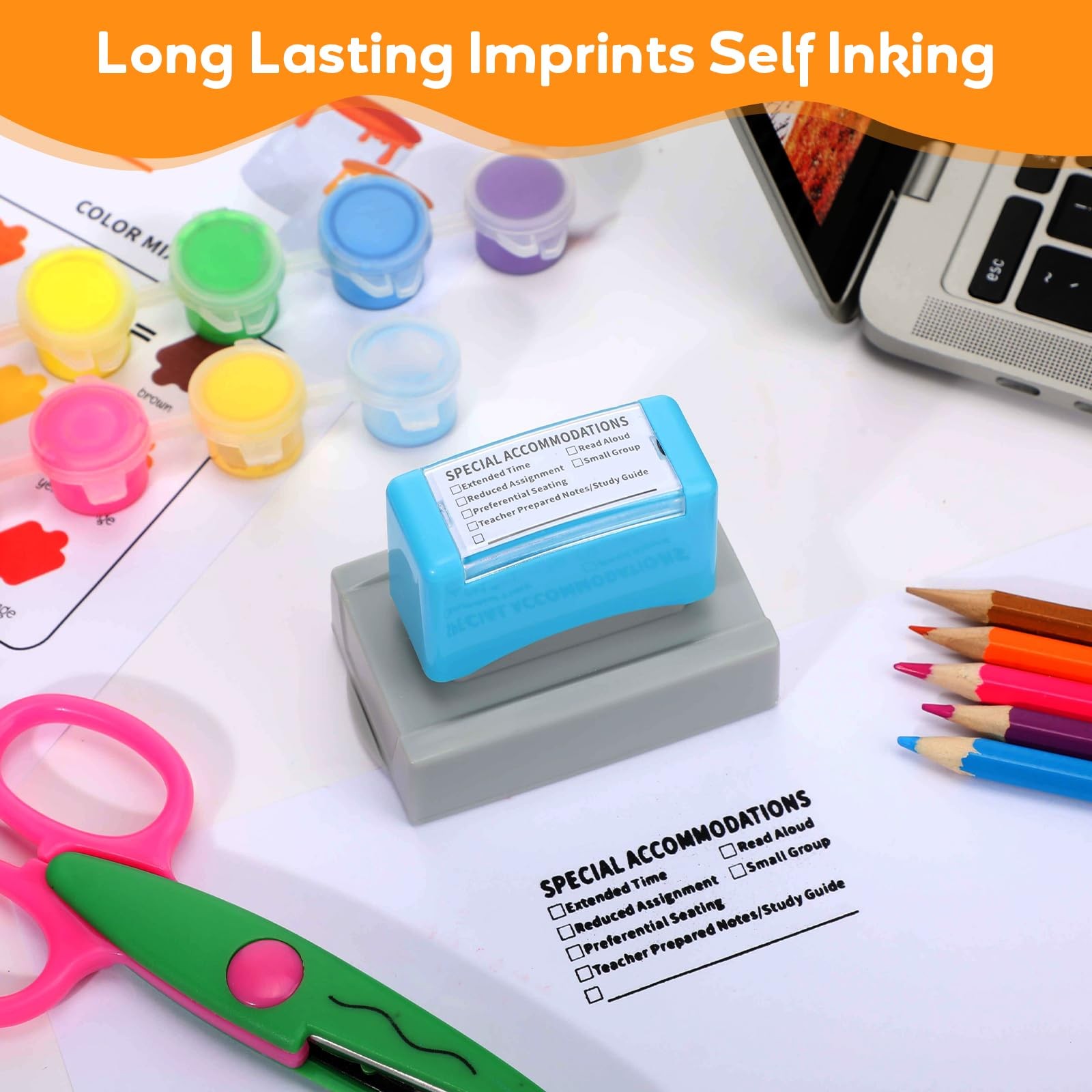2 Pcs Special Accommodations Self Inking Stamp for Teachers SPED Modification...