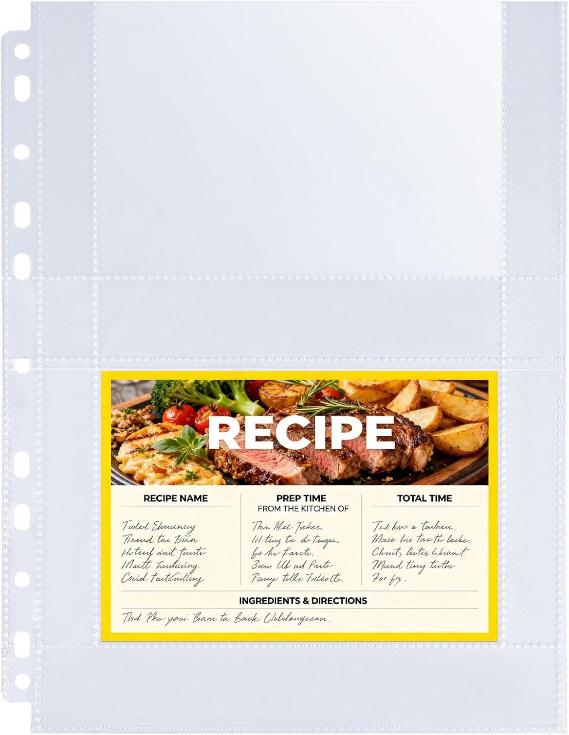 30 Pack 120 Pockets 4x6 Recipe Card Sleeves,3 Ring inch, 30 Pcs Sleeves