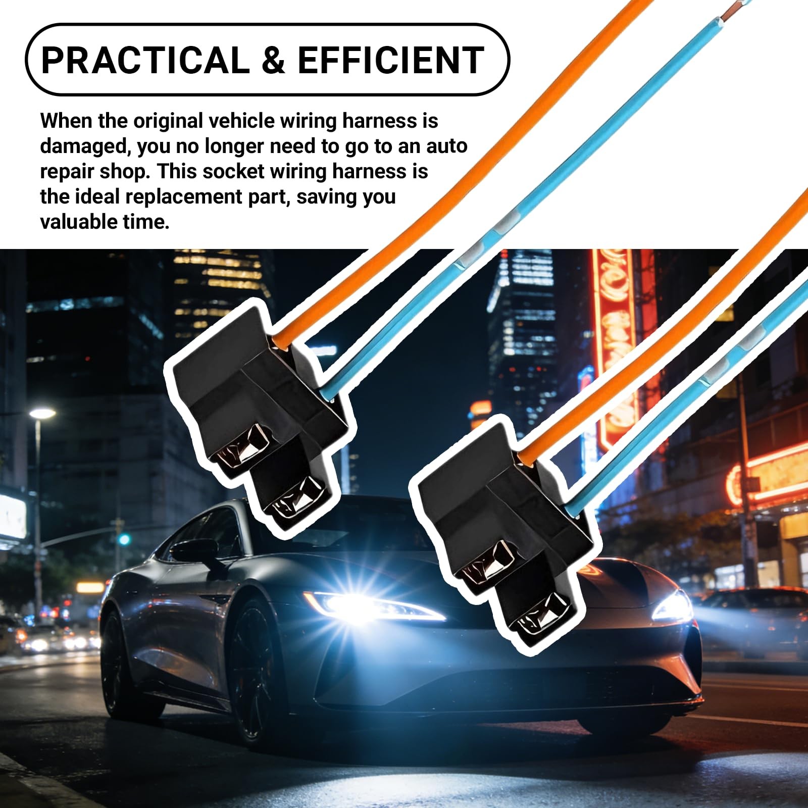 KoiLuvGo 2PCS H7 Bulb Socket, Socket Harness Extension Kit, Black