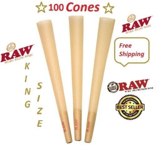 Authentic Raw King Size pre rolled 50 / 100 /150/ 200 Cone + FREE Lighter