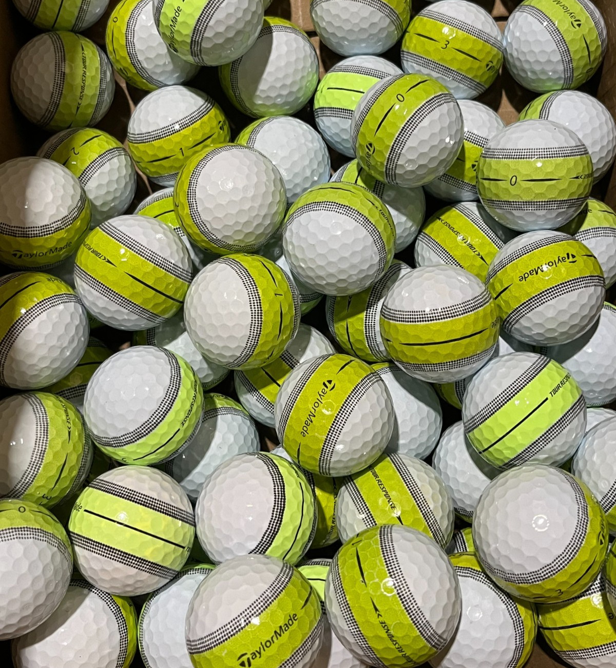 TaylorMade Tour Response Stripe Lime AAAAA Mint 12 Used Golf Balls 5A