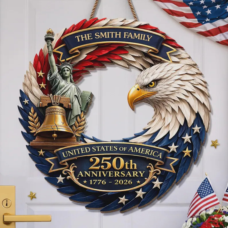 Personalized Patriotic Wooden Sign with Rope