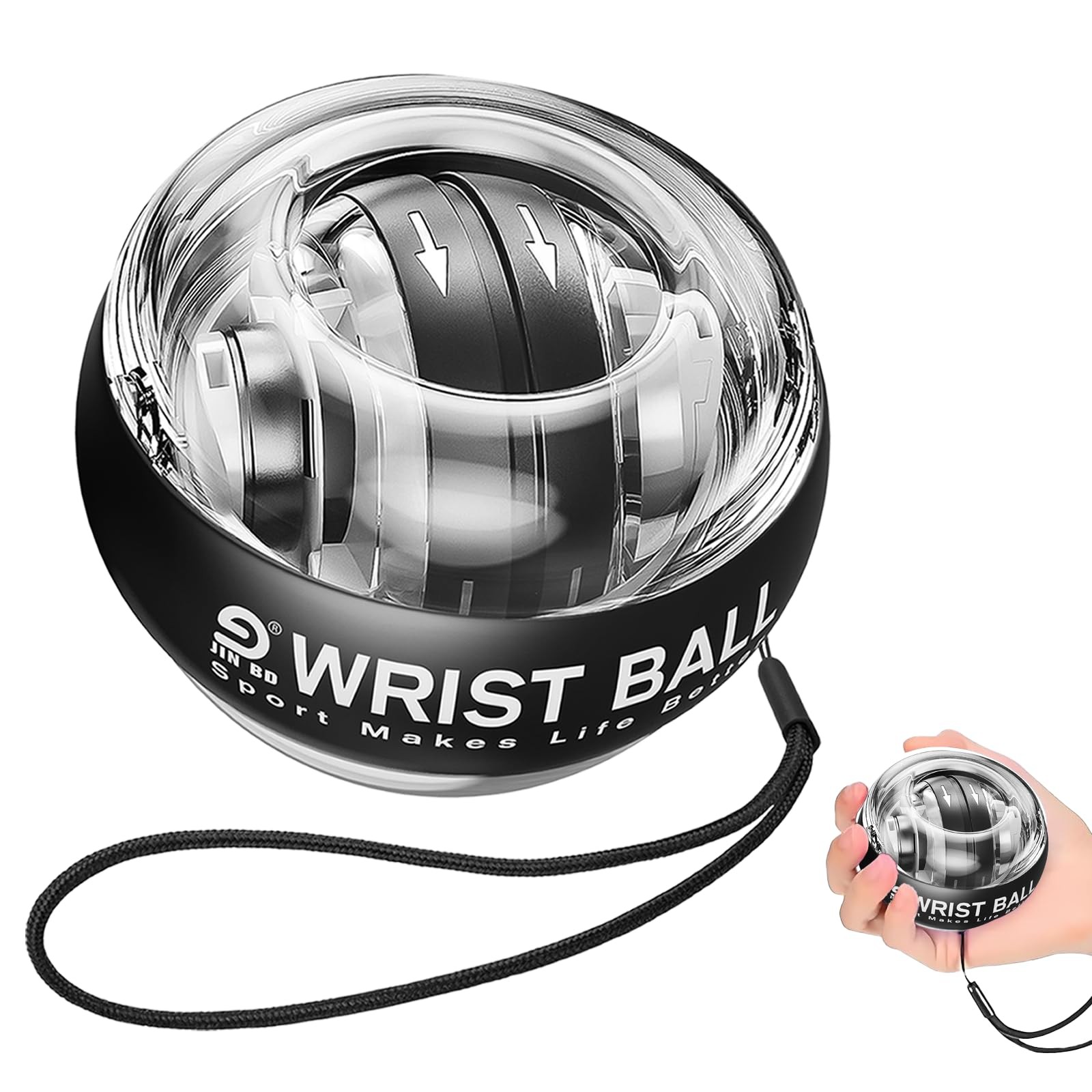 JIN BD Wrist Trainer Ball Auto-Start Gyroscopic Forearm Exerciser Gyro Ball for
