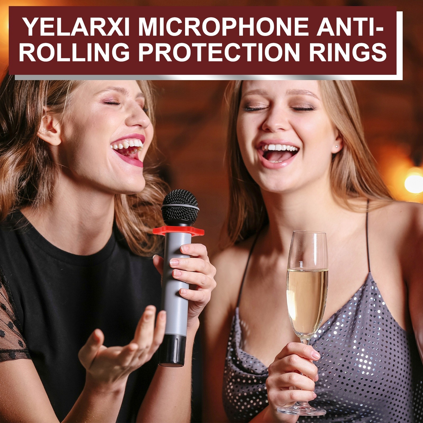 Microphone Anti-Roll Rubber Hexagonal Rings, 5 Pack & 1.4 x 2.3" & Red