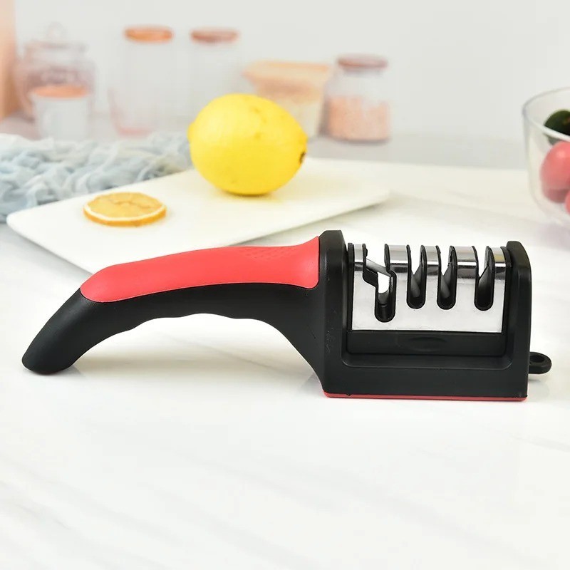 Kitchen 4 Stage Knife Sharpener Handheld Blade Sharpening Tool Black