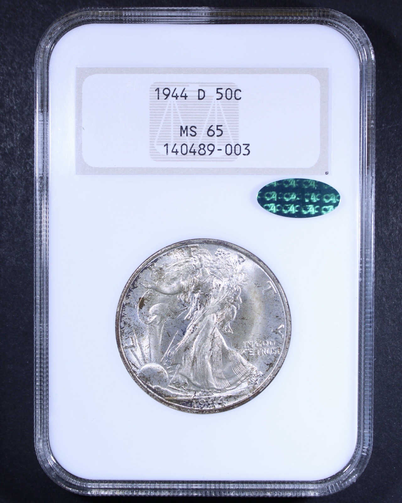 1944-D Walking Liberty Half Dollar - 50c NGC MS65 CAC ✅ - Old Fatty Holder!
