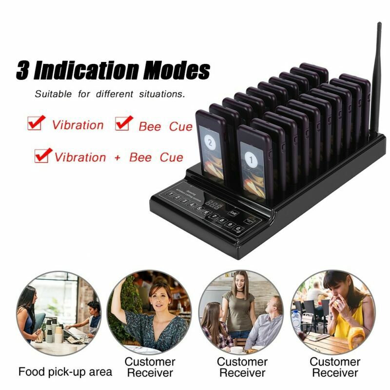 Wireless Restaurant Coaster Pager Guest Paging Queuing Calling System 20 Pagers