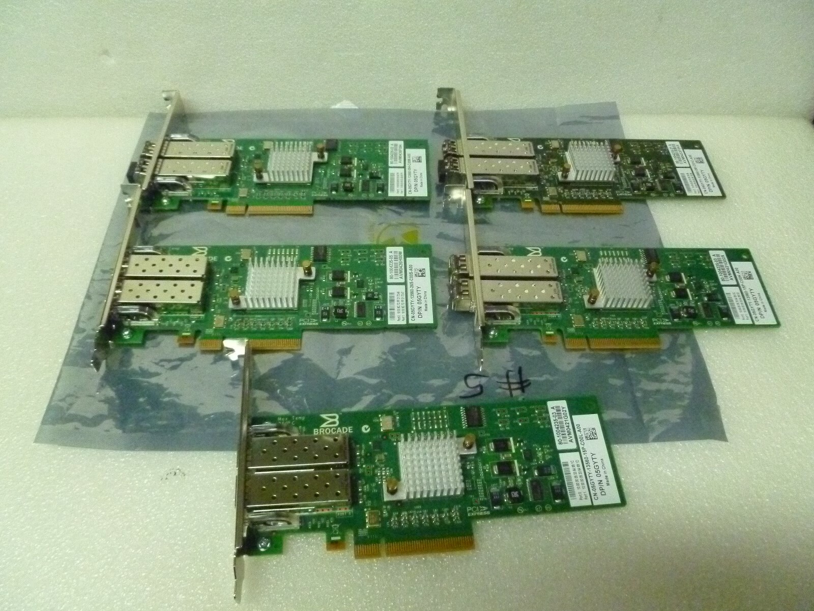 LOT OF 5 Dell Brocade 825 2-Port 8GB Fibre Channel PCI-E 2.0 Adapter 05GYTY