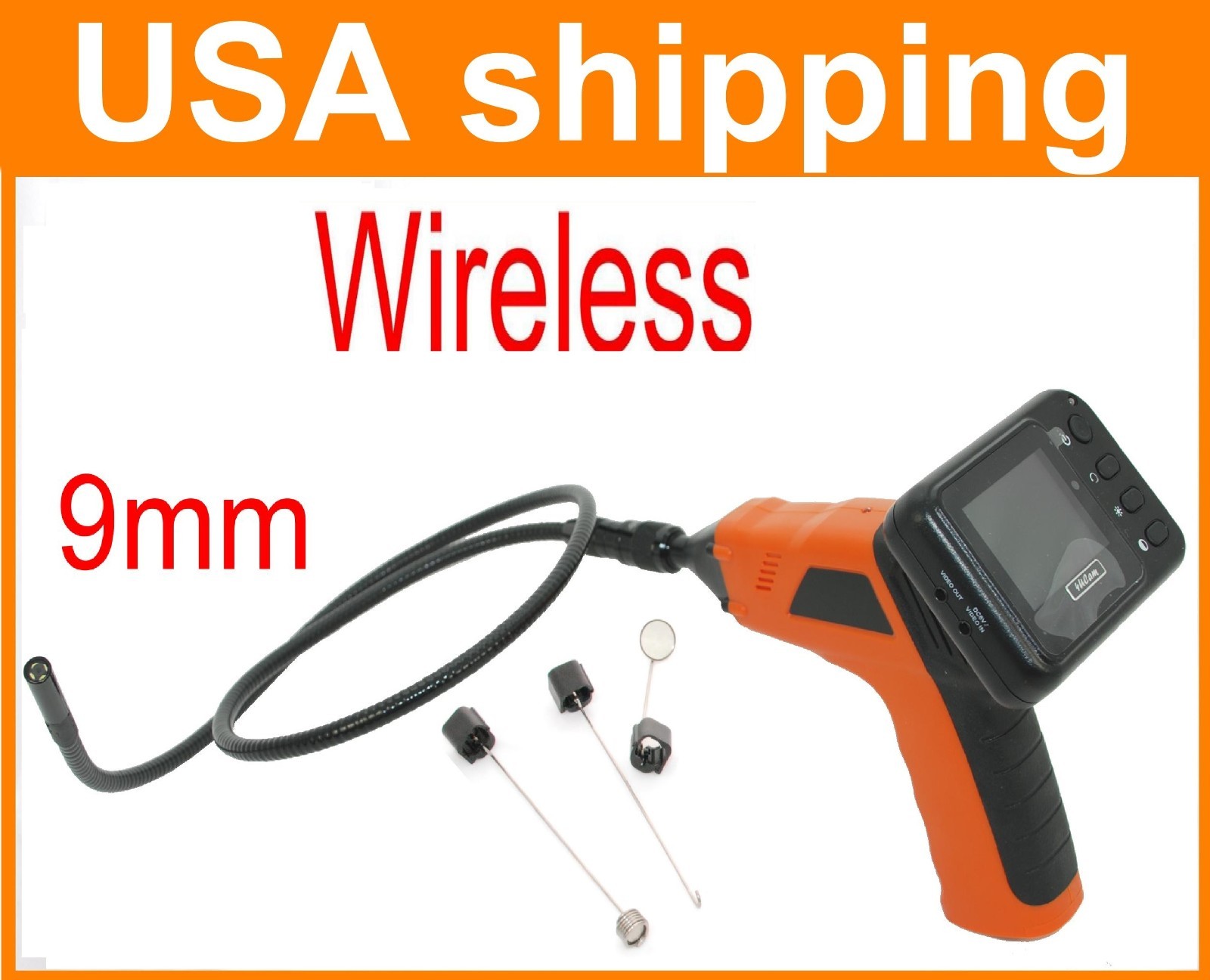 Wireless Inspection 9mm Camera Monitor 4 LEDs USA fast shipping NEW!!!